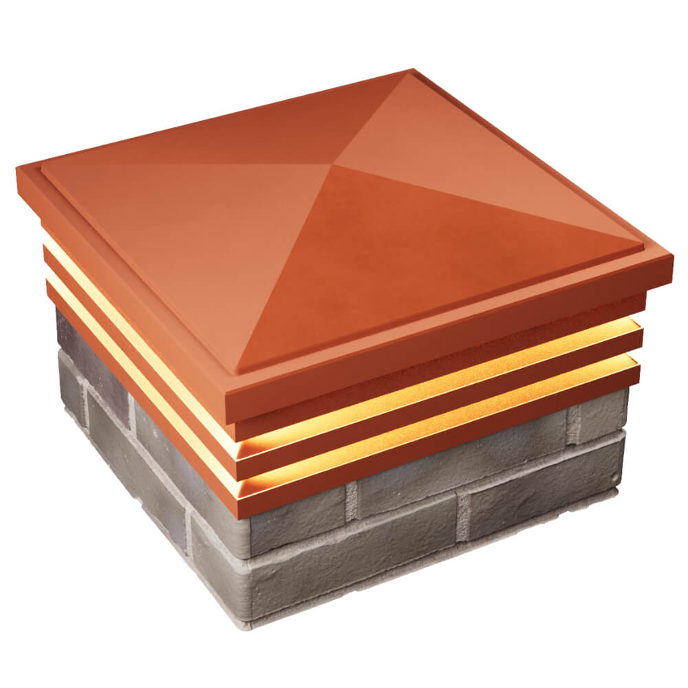 Колпак Zking Бона ХайТек Красный на столб 1.5х1.5 кирпича (385х385мм) с подсветкой в Сысерти фото