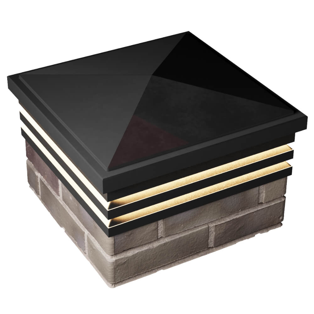 Колпак Zking Бона ХайТек Черный на столб 1.5х1.5 кирпича (385х385мм) с подсветкой в Сысерти фото