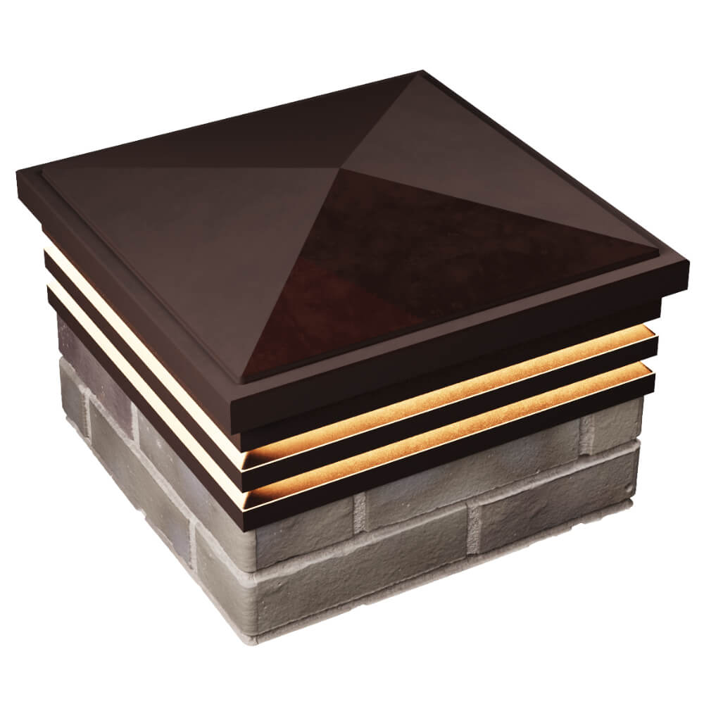 Колпак Zking Бона ХайТек Коричневый на столб 1.5х1.5 кирпича (385х385мм) с подсветкой в Сысерти фото