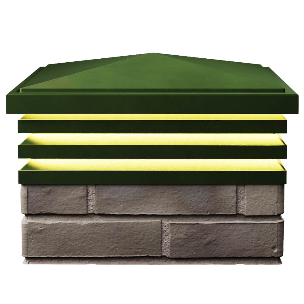 Колпак Zking Бона ХайТек Зеленый на столб 1.5х1.5 кирпича (385х385мм) с подсветкой в Сысерти фото