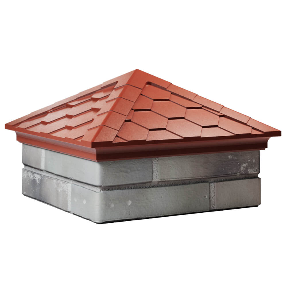 Колпак Zking Эверест Красный на столб 1.5х1.5 кирпича (390х390мм) в Сысерти фото