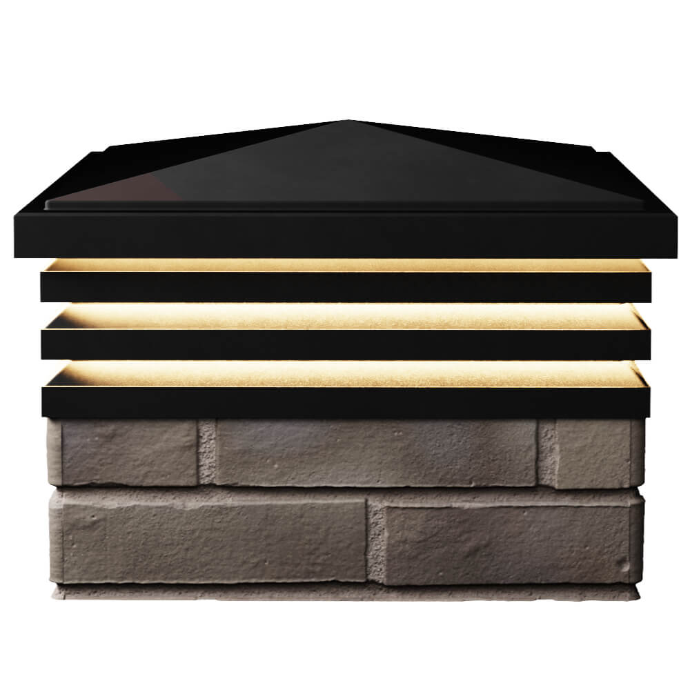 Колпак Zking Бона ХайТек Черный на столб 1.5х1.5 кирпича (385х385мм) с подсветкой в Сысерти фото