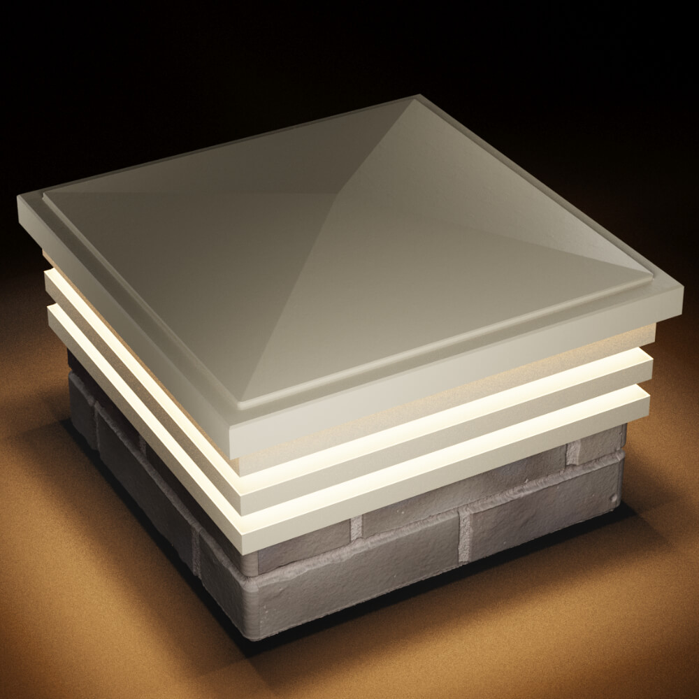 Колпак Zking Бона ХайТек Бежевый на столб 1.5х1.5 кирпича (385х385мм) с подсветкой в Сысерти фото