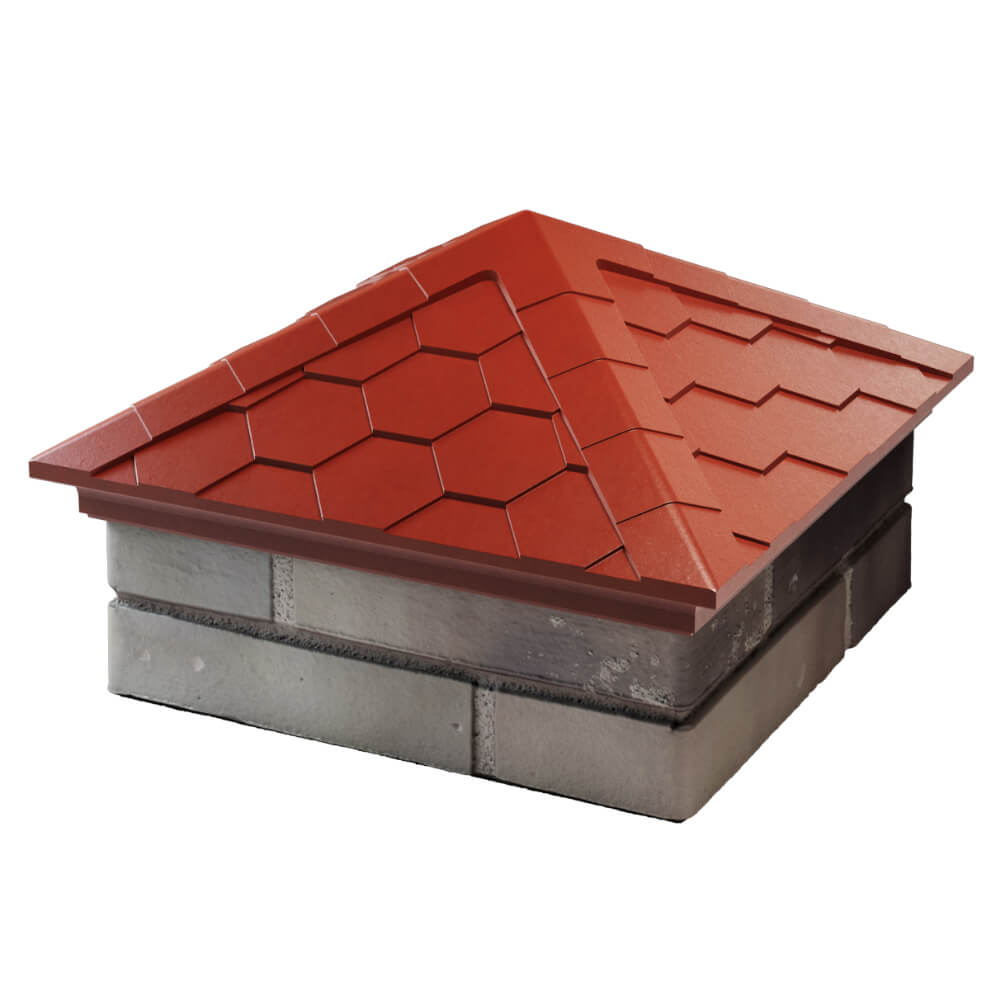 Колпак Zking Эверест Красный на столб 1.5х1.5 кирпича (390х390мм) в Сысерти фото