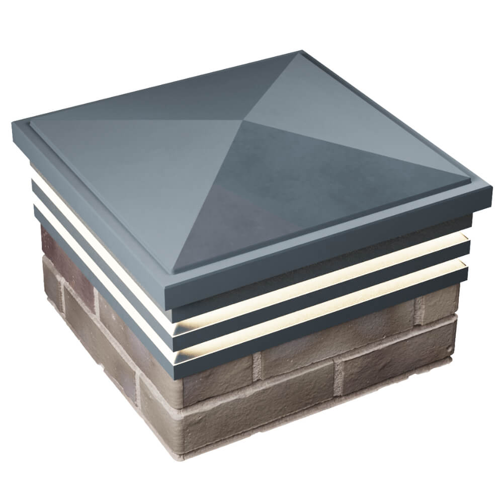 Колпак Zking Бона ХайТек Серый на столб 1.5х1.5 кирпича (385х385мм) с подсветкой в Сысерти фото