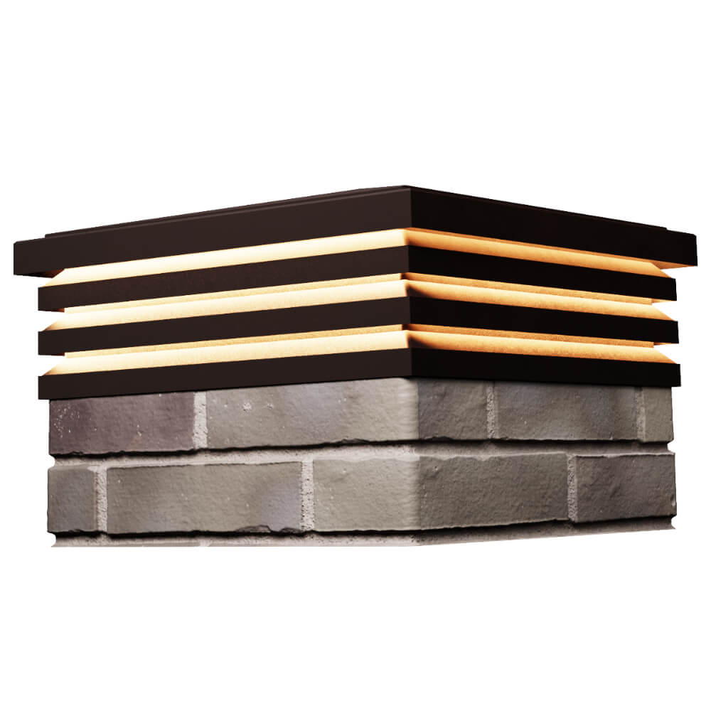 Колпак Zking Бона ХайТек Коричневый на столб 1.5х1.5 кирпича (385х385мм) с подсветкой в Сысерти фото