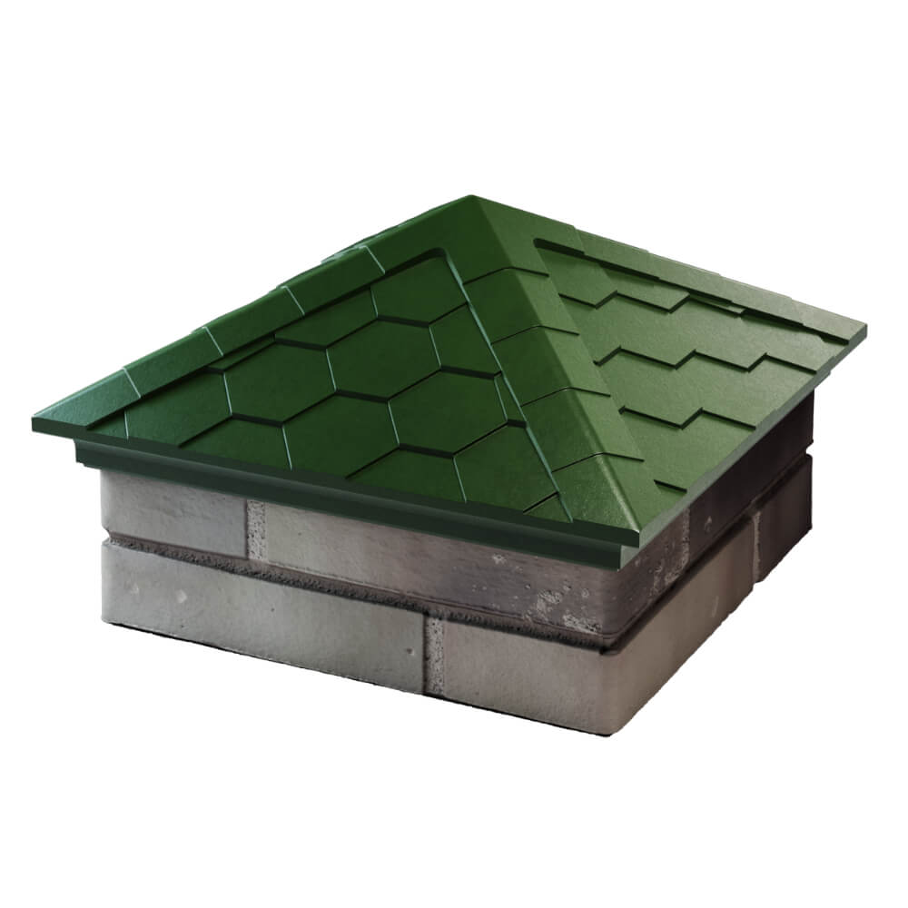 Колпак Zking Эверест Зеленый на столб 1.5х1.5 кирпича (390х390мм) в Сысерти фото