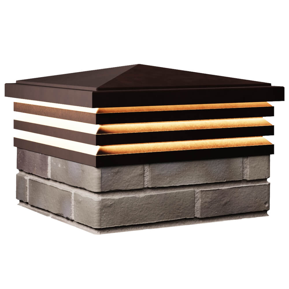 Колпак Zking Бона ХайТек Коричневый на столб 1.5х1.5 кирпича (385х385мм) с подсветкой в Сысерти фото