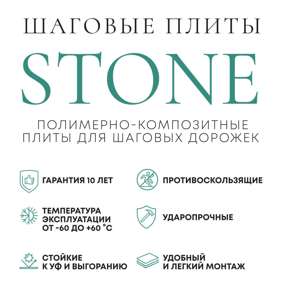 Шаговая плита STONE Светлая Галька 990х990х55мм в Сысерти фото