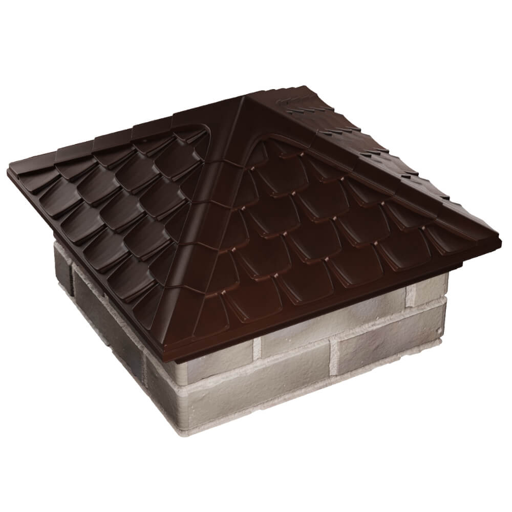 Колпак Zking Эльбрус Коричневый на столб 1.5х1.5 кирпича (385х385мм) в Сысерти фото