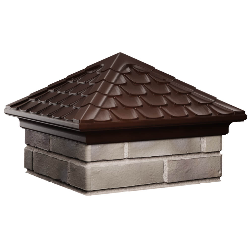 Колпак Zking Эльбрус Коричневый на столб 1.5х1.5 кирпича (385х385мм) в Сысерти фото