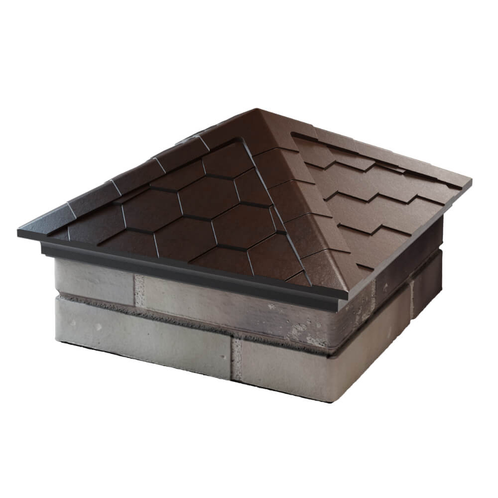 Колпак Zking Эверест Коричневый на столб 1.5х1.5 кирпича (390х390мм) в Сысерти фото