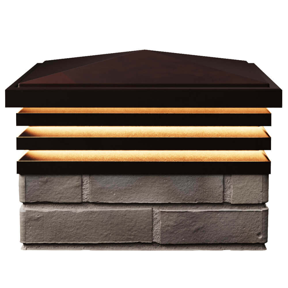 Колпак Zking Бона ХайТек Коричневый на столб 1.5х1.5 кирпича (385х385мм) с подсветкой в Сысерти фото